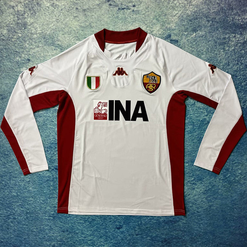 Jersey Retro AS Roma Visitante 01-02 10 Totti Manga Larga Version Aficionado Calidad Premium
