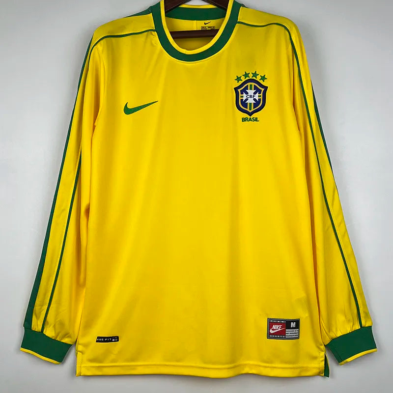 Jersey Retro Brasil 1998 9 Ronaldo Manga Larga Version Aficionado