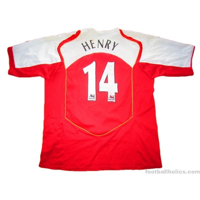 Jersey Retro Arsenal Local 04- 05 Manga Corta Numero 14 Henry Version Aficionado Calidad Premium
