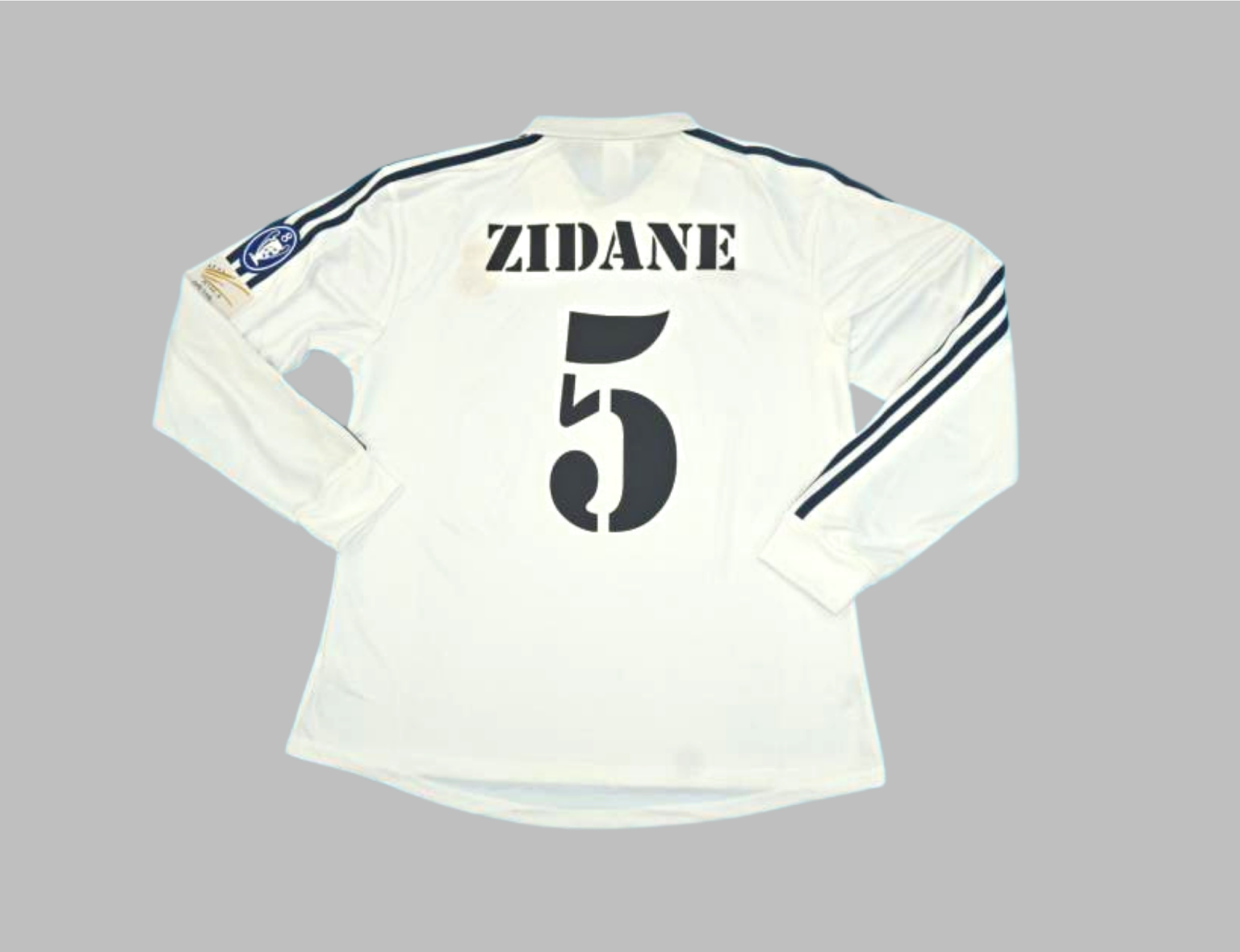 Jersey Retro Real Madrid Centenario Zidane 5 Manga Larga Versión Aficionado