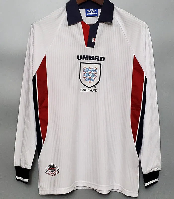 Jersey Retro Inglaterra  1998 7 Beckham  Manga Larga Version Aficionado