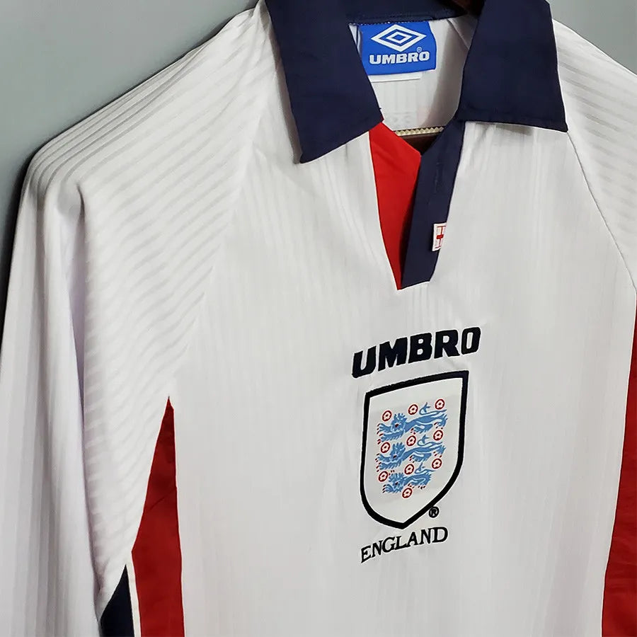 Jersey Retro Inglaterra  1998 7 Beckham  Manga Larga Version Aficionado