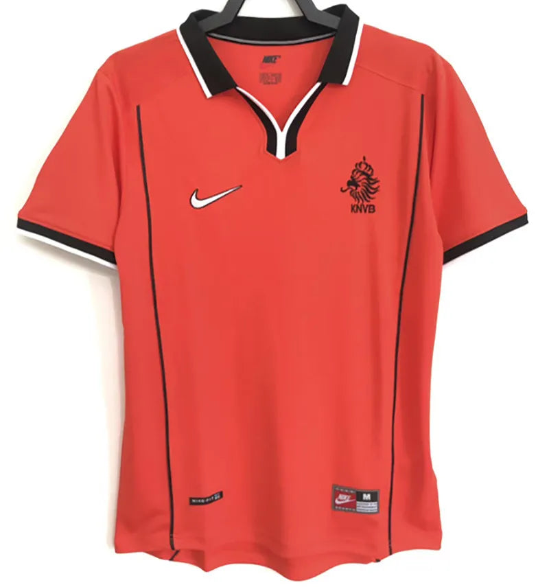 Jersey Retro Paises Bajos Local 1998 8 Bergkamp Manga Corta Version Aficionado Calidad Premium
