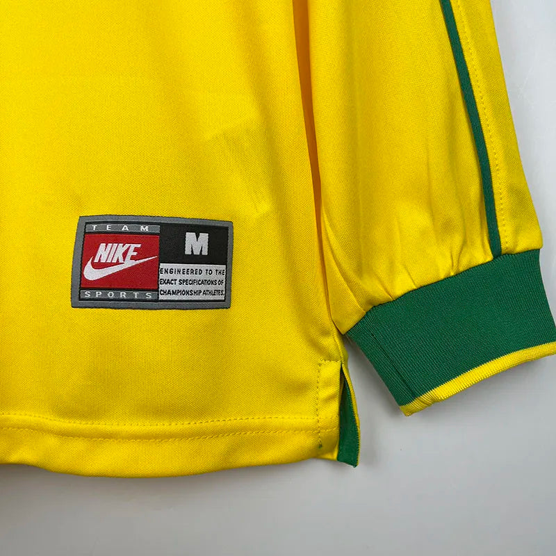 Jersey Retro Brasil 1998  9 Ronaldo  Manga Larga Version Aficionado