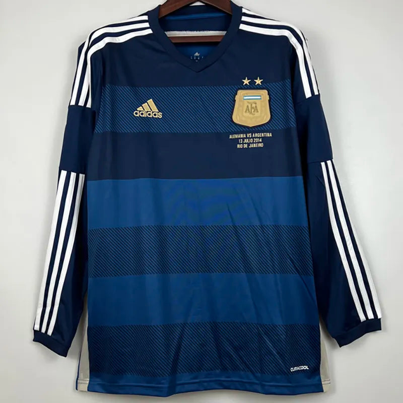 Jersey Retro Argentina Visita 2014 10 Messi Manga Larga Version Aficionado