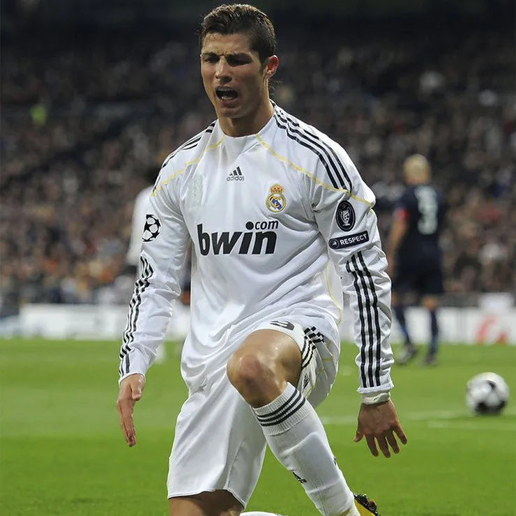 Jersey Retro Real Madrid 09-10 Ronaldo 9 Manga Larga Versión Aficionado
