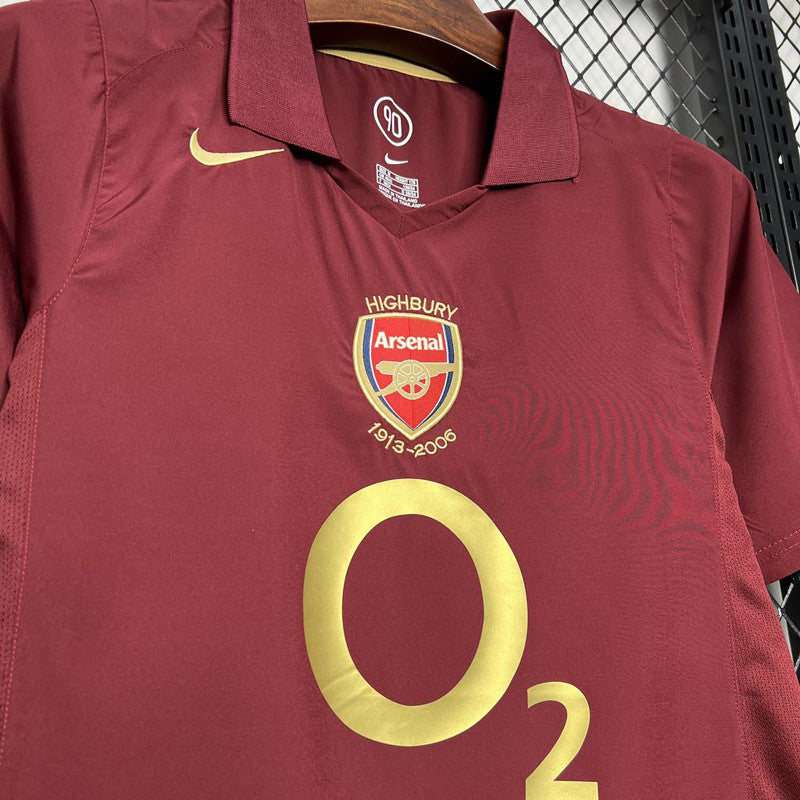 Jersey Retro Arsenal Local 05- 06 Manga Corta Numero 14 Henry Version Aficionado Calidad Premium