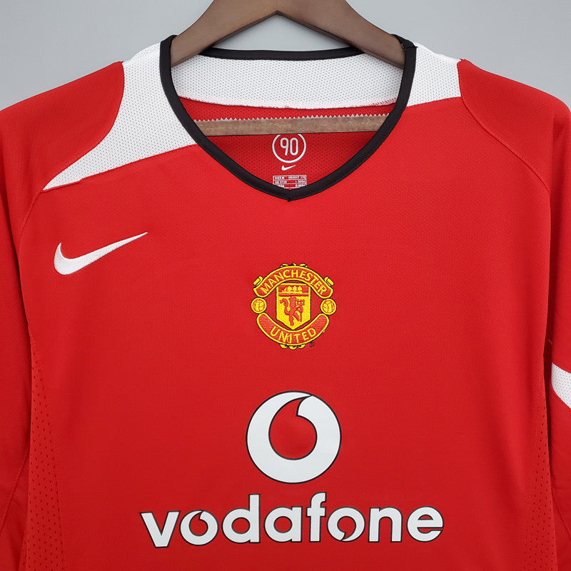 Jersey Retro Manchester United Local 04-05 Manga Larga Numero 7 Ronaldo Version Aficionado Calidad Premium