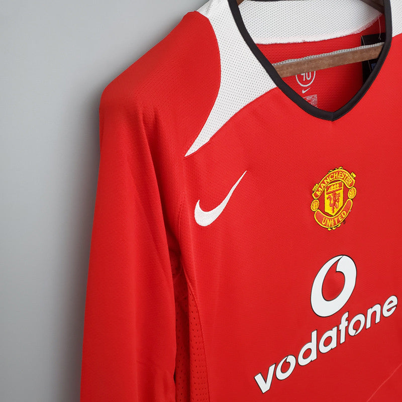 Jersey Retro Manchester United Local 04-05 Manga Larga Numero 7 Ronaldo Version Aficionado Calidad Premium