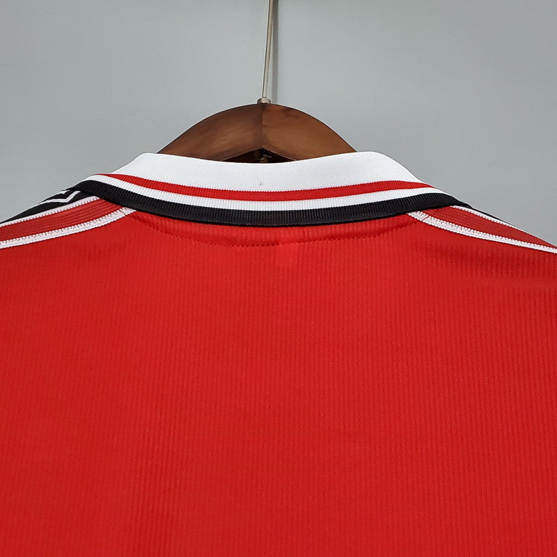 Jersey Retro Manchester United Local 98-99  Manga Larga Numero 7 Beckham Version Aficionado Calidad Premium