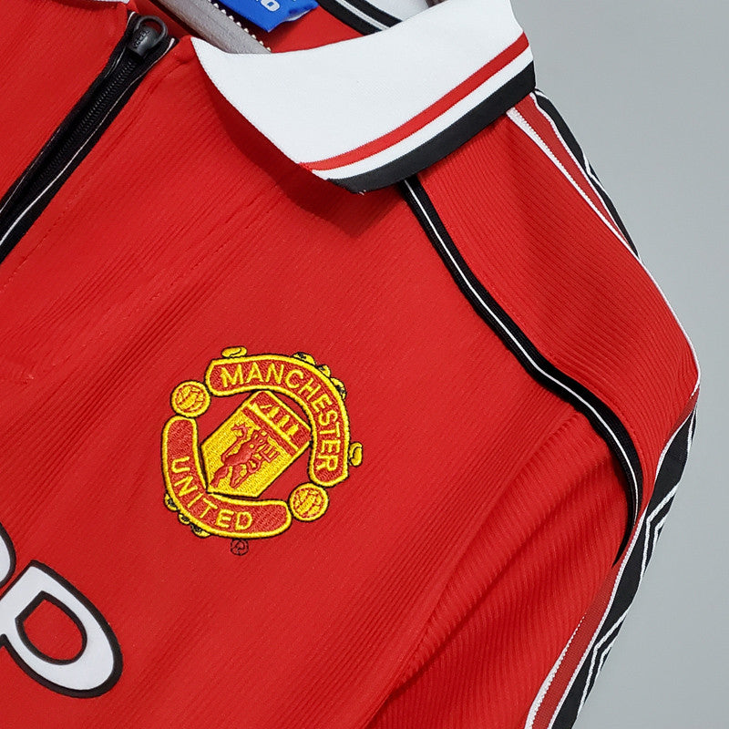 Jersey Retro Manchester United Local 98-99  Manga Larga Numero 7 Beckham Version Aficionado Calidad Premium