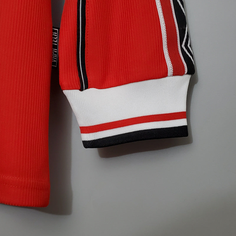 Jersey Retro Manchester United Local 98-99  Manga Larga Numero 7 Beckham Version Aficionado Calidad Premium