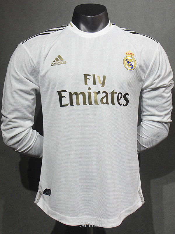 Jersey Retro Real Madrid Local 19-20  Manga Larga Numero 4 RAMOS Version Aficionado Calidad Premium