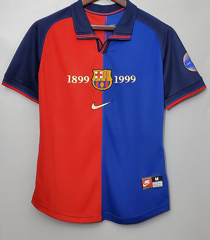 Jersey Retro FC Barcelona  98-99 Manga Corta  Numero 11  Rivaldo  Version Aficionado Calidad Premium
