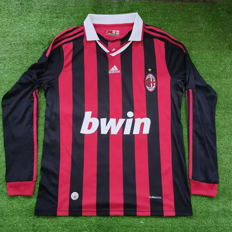Jersey Retro AC Milan 09-10 Manga Larga Ronaldinho 80 Version Aficionado Calidad Premium