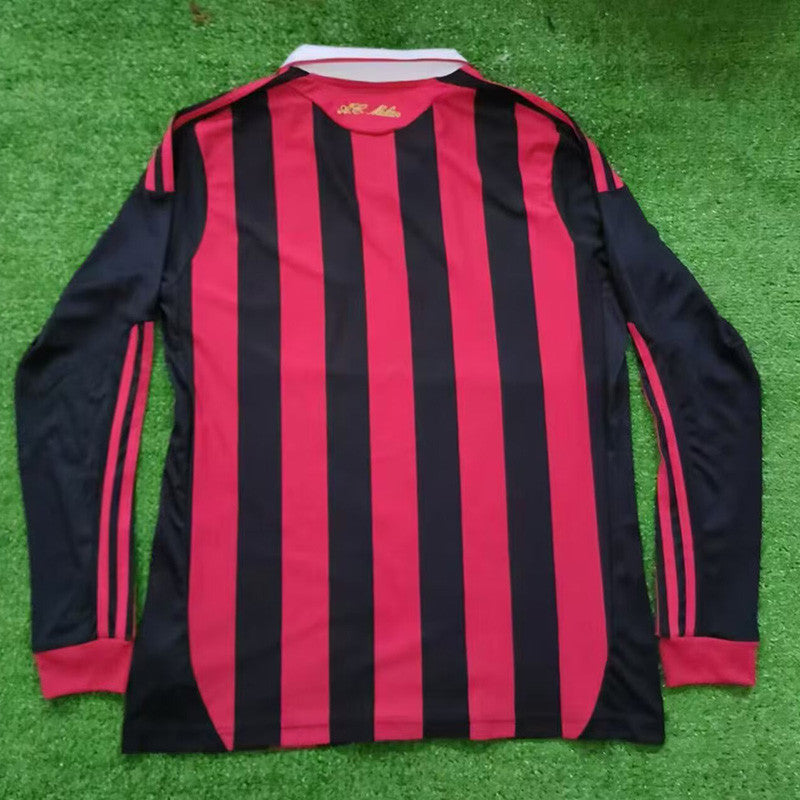 Jersey Retro AC Milan 09-10 Manga Larga Ronaldinho 80 Version Aficionado Calidad Premium