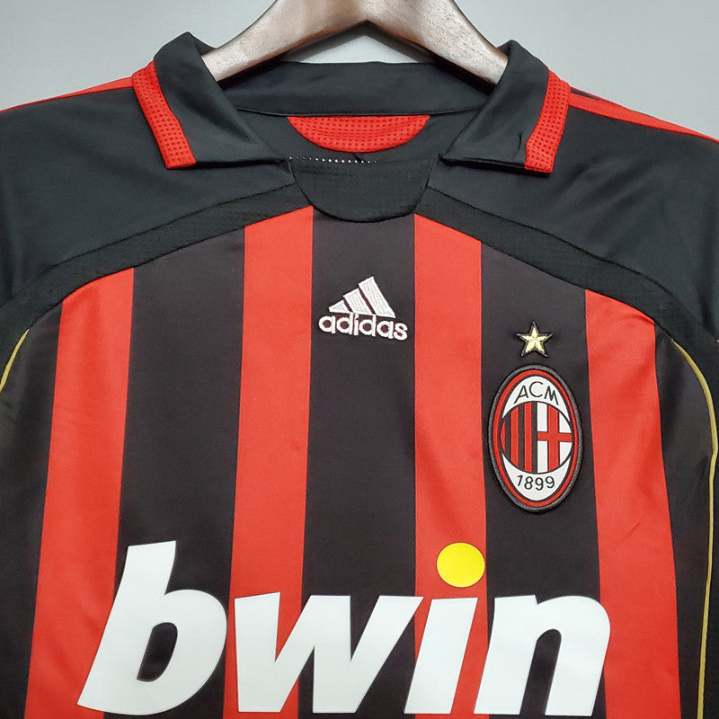 Jersey Retro AC Milan 06-07 Manga Larga KAKA 22 Version Aficionado Calidad Premium