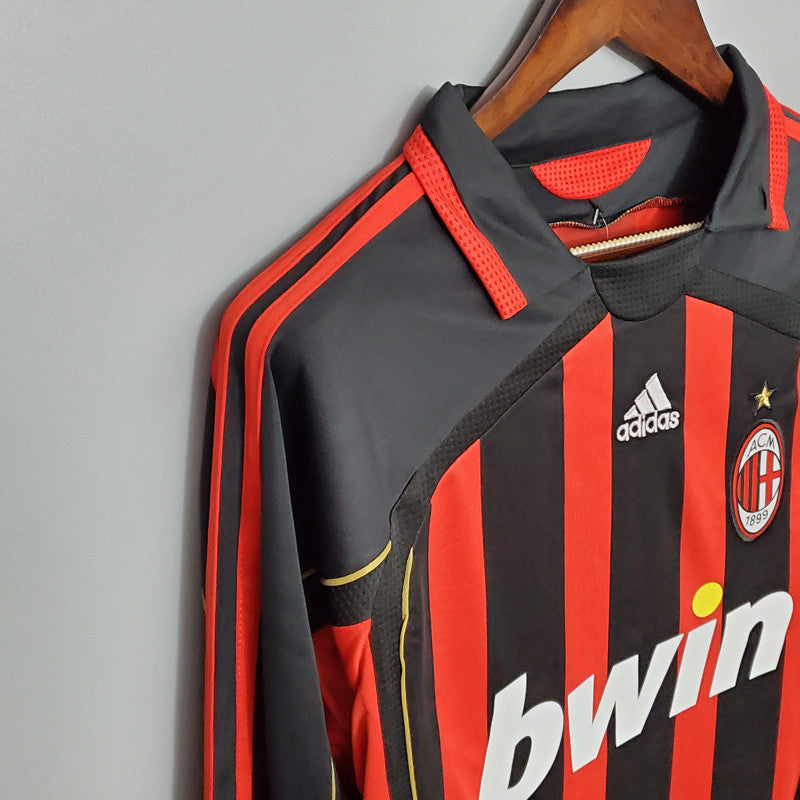 Jersey Retro AC Milan 06-07 Manga Larga KAKA 22 Version Aficionado Calidad Premium