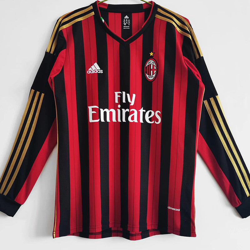Jersey Retro AC Milan Local 13-14  Manga Larga KAKA 22 Version Aficionado Calidad Premium