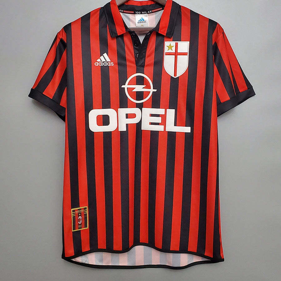 Jersey Retro AC Milan Local Centenario  Manga Larga Maldini 3 Version Aficionado Calidad Premium