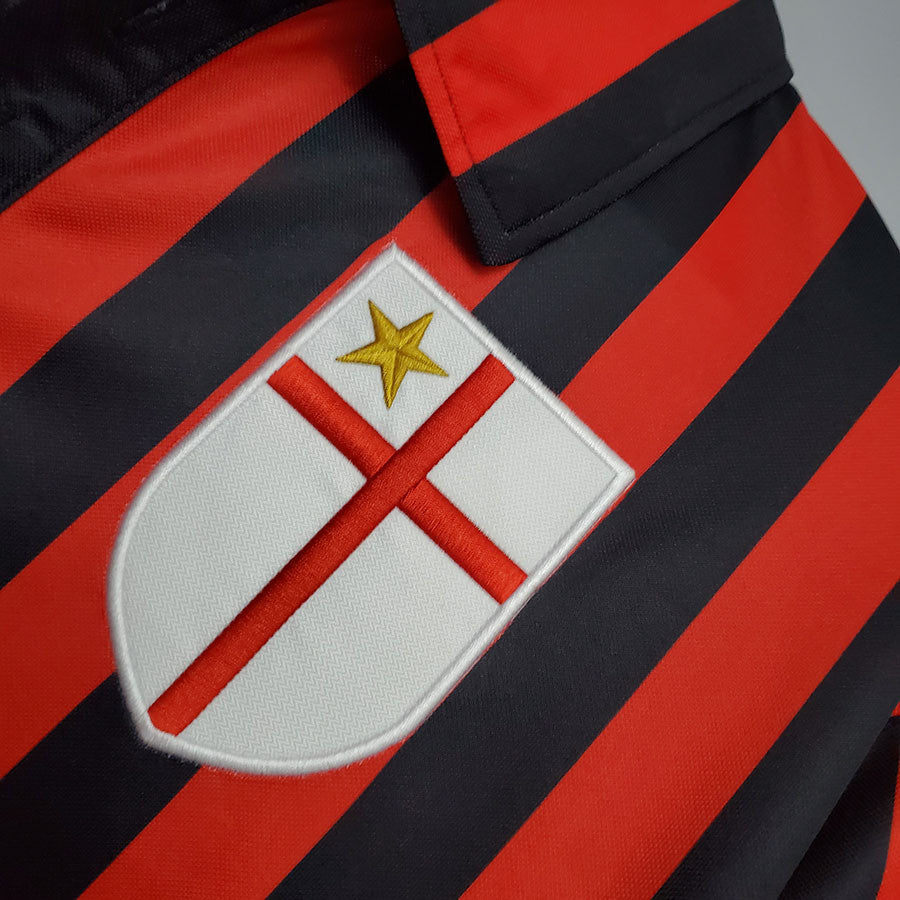 Jersey Retro AC Milan Local Centenario  Manga Larga Maldini 3 Version Aficionado Calidad Premium