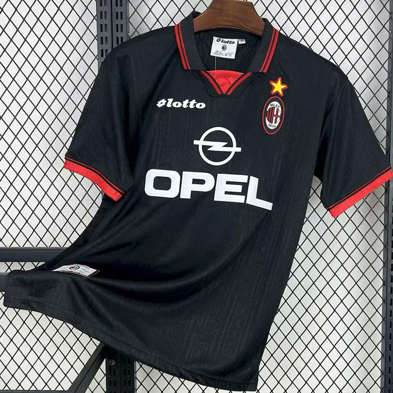 Jersey Retro AC Milan Visita 96-97 Manga Corta Maldini 3 Version Aficionado Calidad Premium