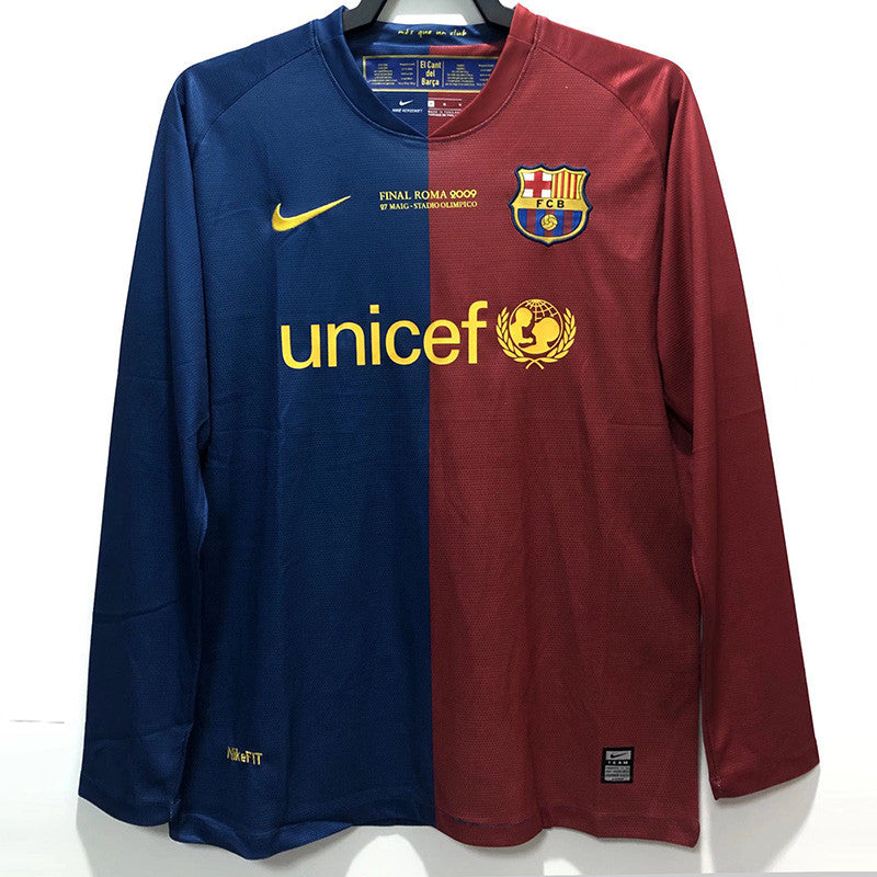 Jersey Retro FC Barcelona  Local 08-09  Manga Larga Messi 10 Version Aficionado Calidad Premium