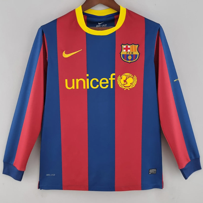 Jersey Retro FC Barcelona  Local 10-11  Manga Larga Messi 10 Version Aficionado Calidad Premium