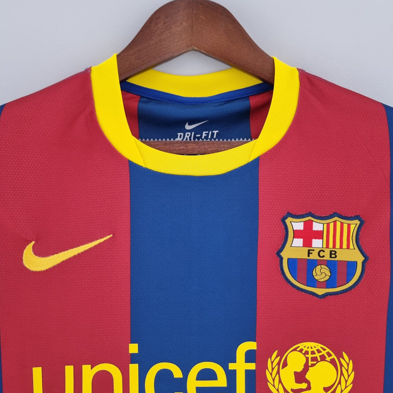 Jersey Retro FC Barcelona  Local 10-11  Manga Larga Messi 10 Version Aficionado Calidad Premium
