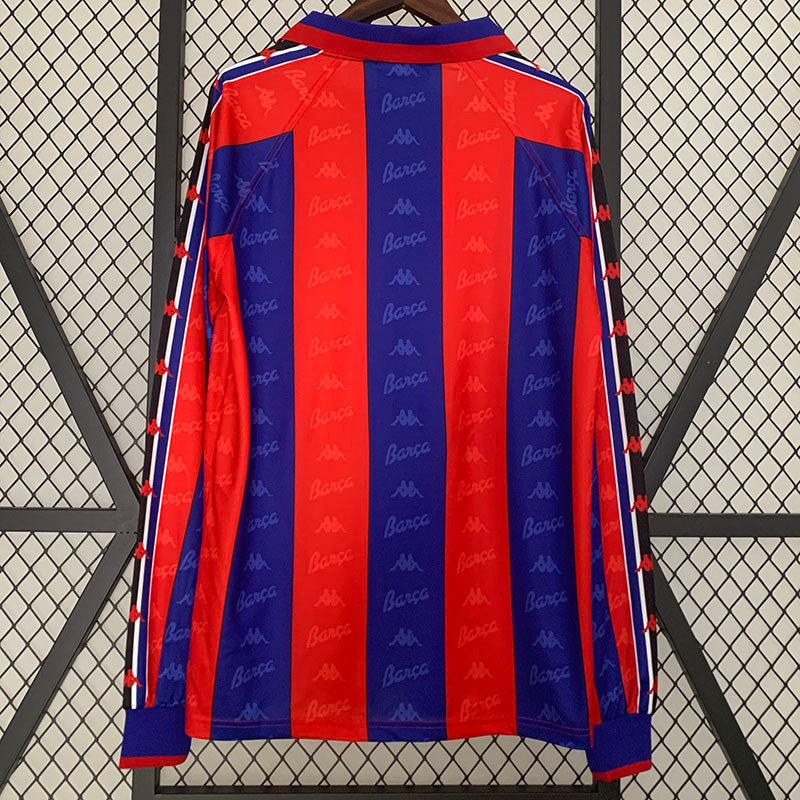 Jersey Retro FC Barcelona  Local 95-96 Manga Larga Ronaldo 9 Version Aficionado Calidad Premium