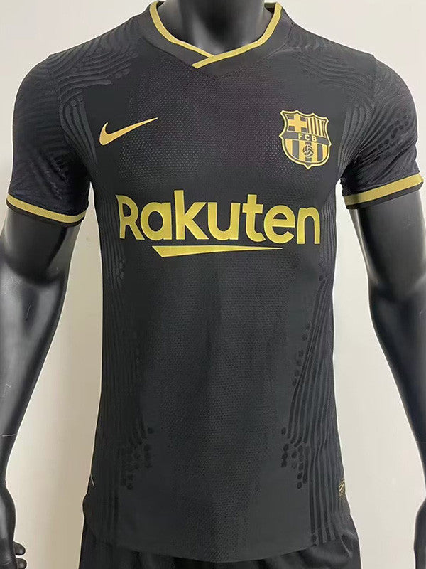 Jersey Retro FC Barcelona  Visita 20-21 Negra  Manga Corta Messi 10 Version Aficionado Calidad Premium