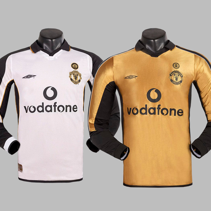 Jersey Retro Manchester United Centenario Doble Vista 01-02 Beckham 7  Manga Larga Version Aficionado