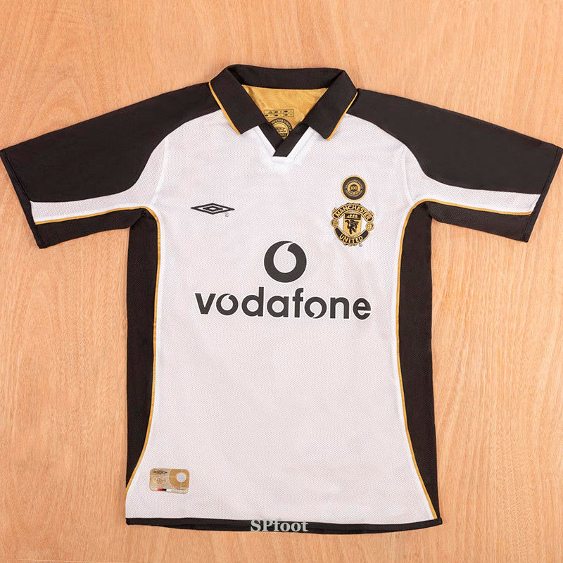 Jersey Retro Manchester United Centenario Doble Vista 01-02 Beckham 7  Manga Corta Version Aficionado
