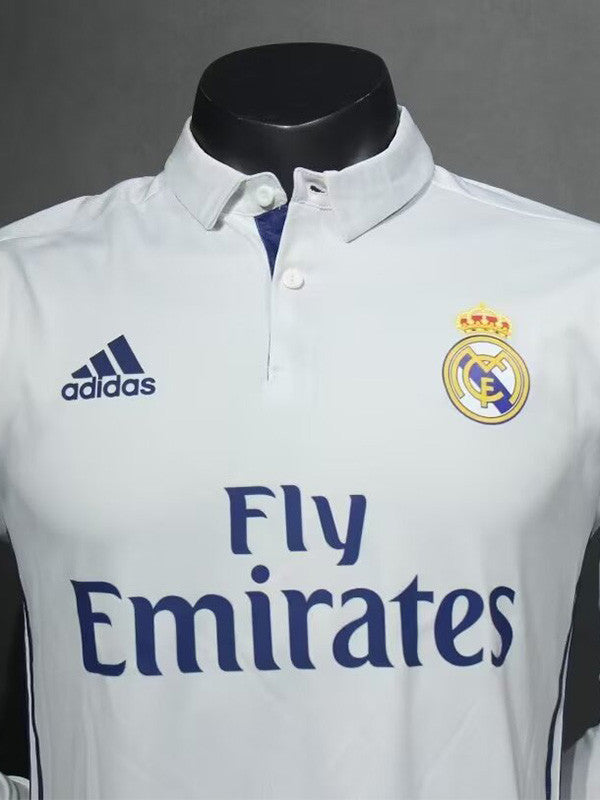 Jersey Retro Real Madrid Local 16-17 Ronaldo 7 Manga Larga Versión Aficionado