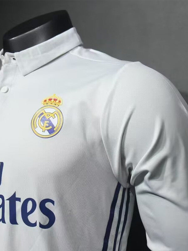 Jersey Retro Real Madrid Local 16-17 Ronaldo 7 Manga Larga Versión Aficionado