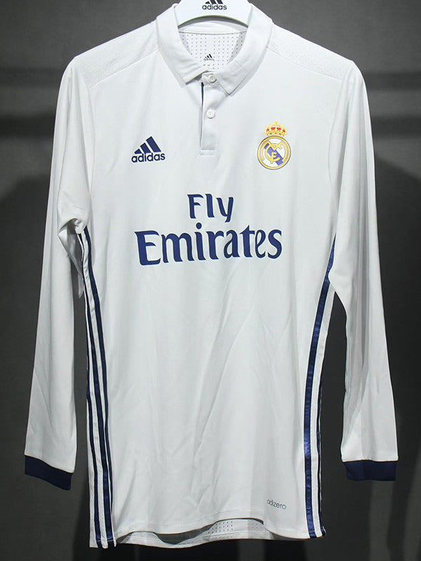 Jersey Retro Real Madrid Local 16-17 Ronaldo 7 Manga Larga Versión Aficionado