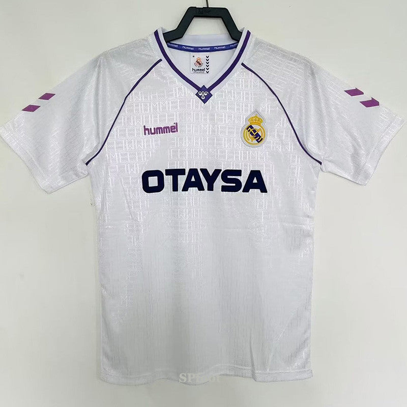 Jersey Retro Real Madrid 90-91 Hombre Hugo Sanchez 9 Manga Corta Versión Aficionado