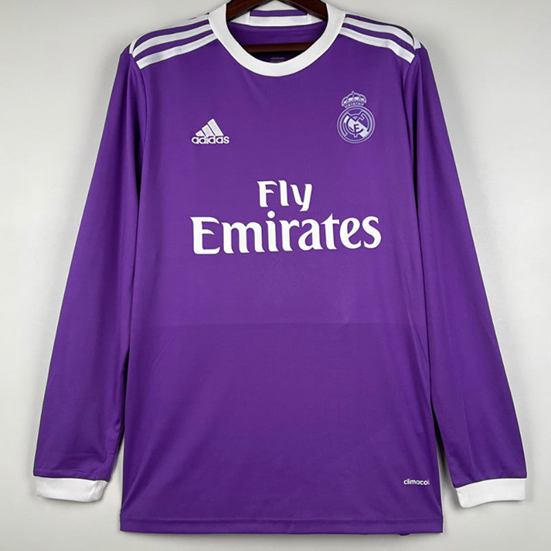 Jersey Retro Real Madrid Visita  16-17  Hombre Ronaldo 7 Manga Larga Versión Aficionado