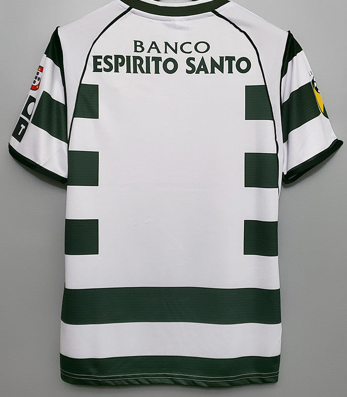 Jersey Retro Sporting CP  Local 02-03 28 Ronaldo Manga Corta Version Aficionado Calidad Premium