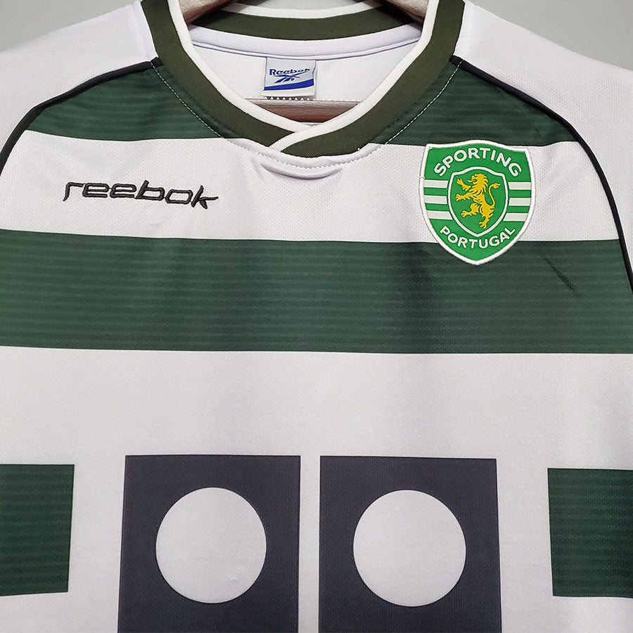 Jersey Retro Sporting CP  Local 02-03 28 Ronaldo Manga Corta Version Aficionado Calidad Premium