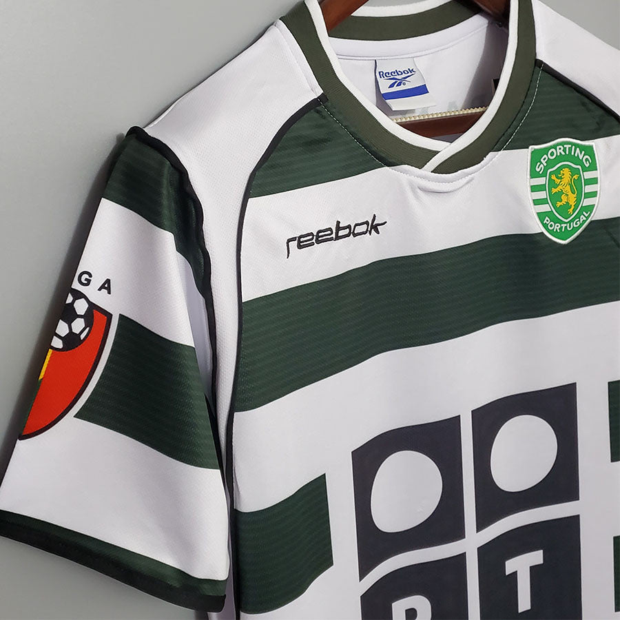 Jersey Retro Sporting CP  Local 02-03 28 Ronaldo Manga Corta Version Aficionado Calidad Premium