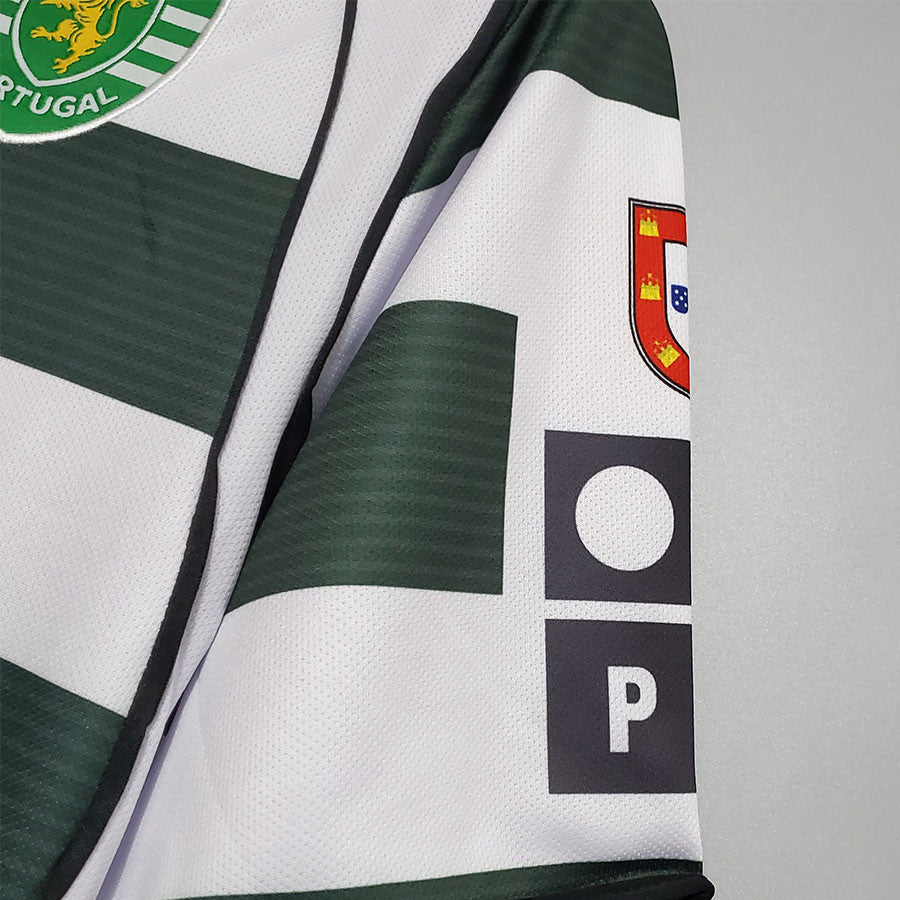 Jersey Retro Sporting CP  Local 02-03 28 Ronaldo Manga Corta Version Aficionado Calidad Premium