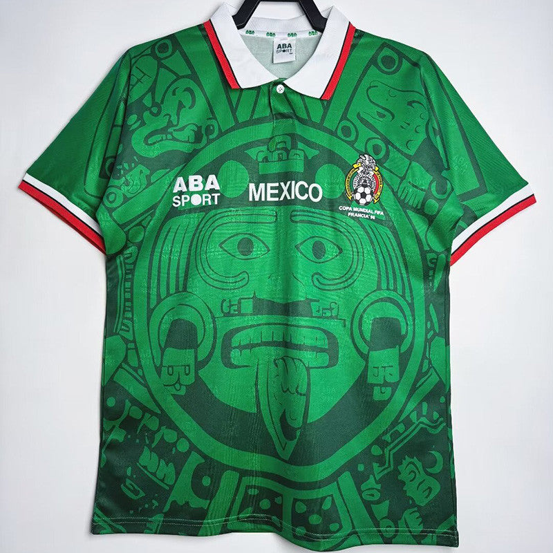 Jersey Mexico Retro 98 Mundial Francia Numero 11 Blanco Manga Corta versión Aficionado