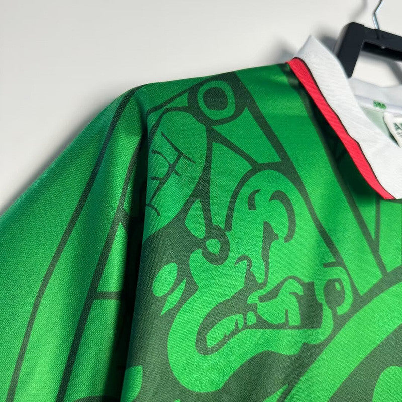 Jersey Mexico Retro 98 Mundial Francia Numero 11 Blanco Manga Corta versión Aficionado