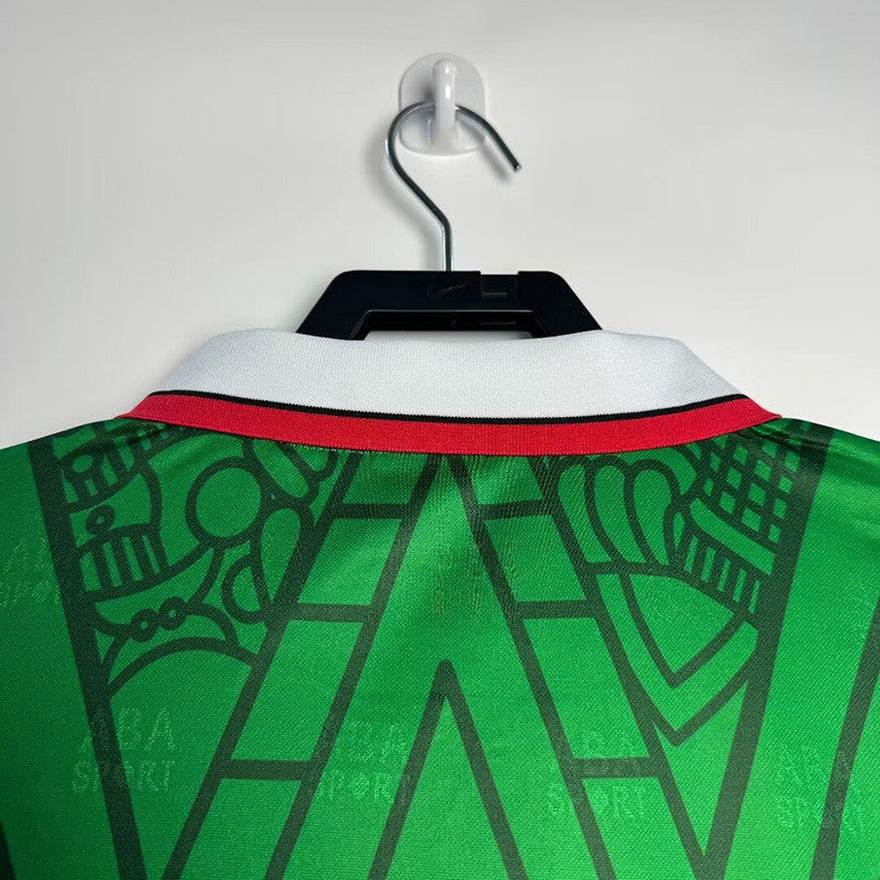 Jersey Mexico Retro 98 Mundial Francia Numero 11 Blanco Manga Corta versión Aficionado