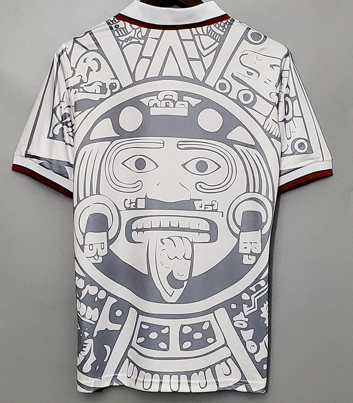 Jersey Retro Mexico Visita Francia 98 Numero 11 Blanco Manga Corta Versión Aficionado
