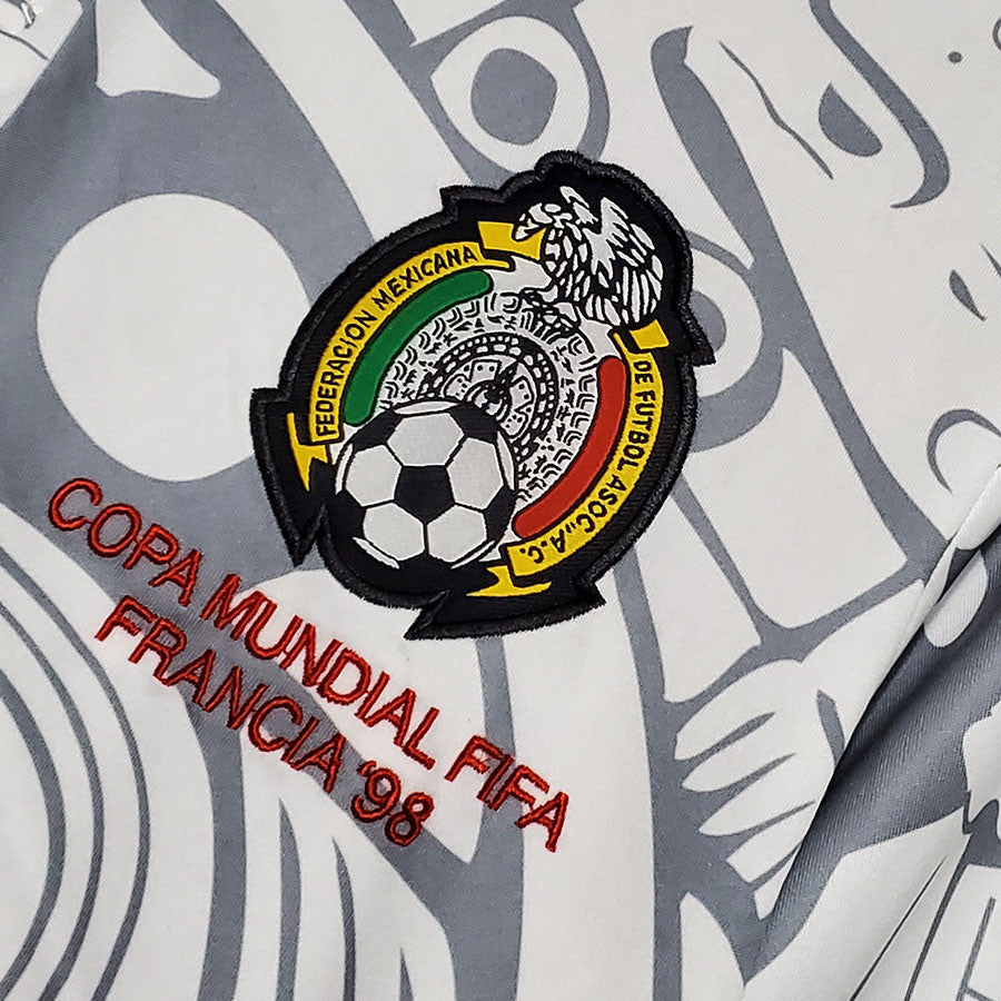 Jersey Retro Mexico Visita Francia 98 Numero 11 Blanco Manga Corta Versión Aficionado