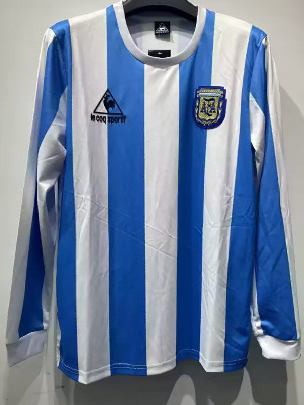 Jersey Retro Argentina Mexico 86 10 Maradona Manga Larga Version Jugador Calidad Premium