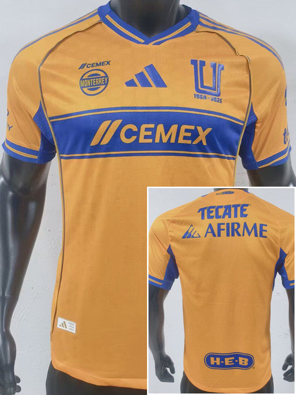 Jersey Tigres Local 25-26 Manga Corta Version Jugador Calidad Premium