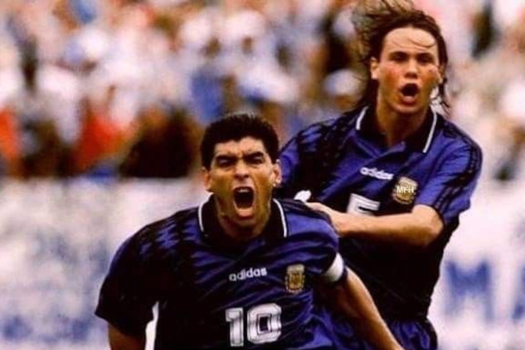 Jersey Retro Argentina Visita 1994 10 Maradona   Manga Corta Version Aficionado